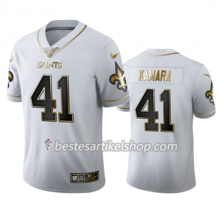 Herren New Orleans Saints Trikot Alvin Kamara 41 Nike Weiß Golden Edition 100th